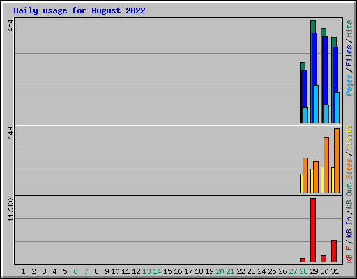 Daily usage for August 2022